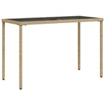 Bézs polyrattan üveglapos kerti asztal 115x54x74 cm 2