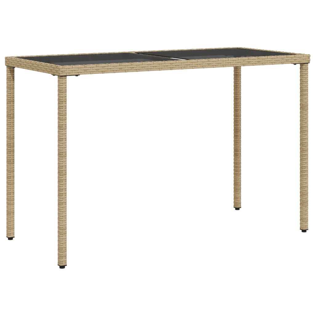 Bézs polyrattan üveglapos kerti asztal 115x54x74 cm 2