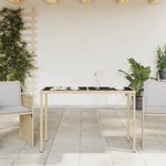 Bézs polyrattan üveglapos kerti asztal 115x54x74 cm 3