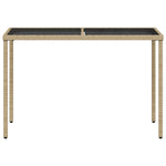 Bézs polyrattan üveglapos kerti asztal 115x54x74 cm 4