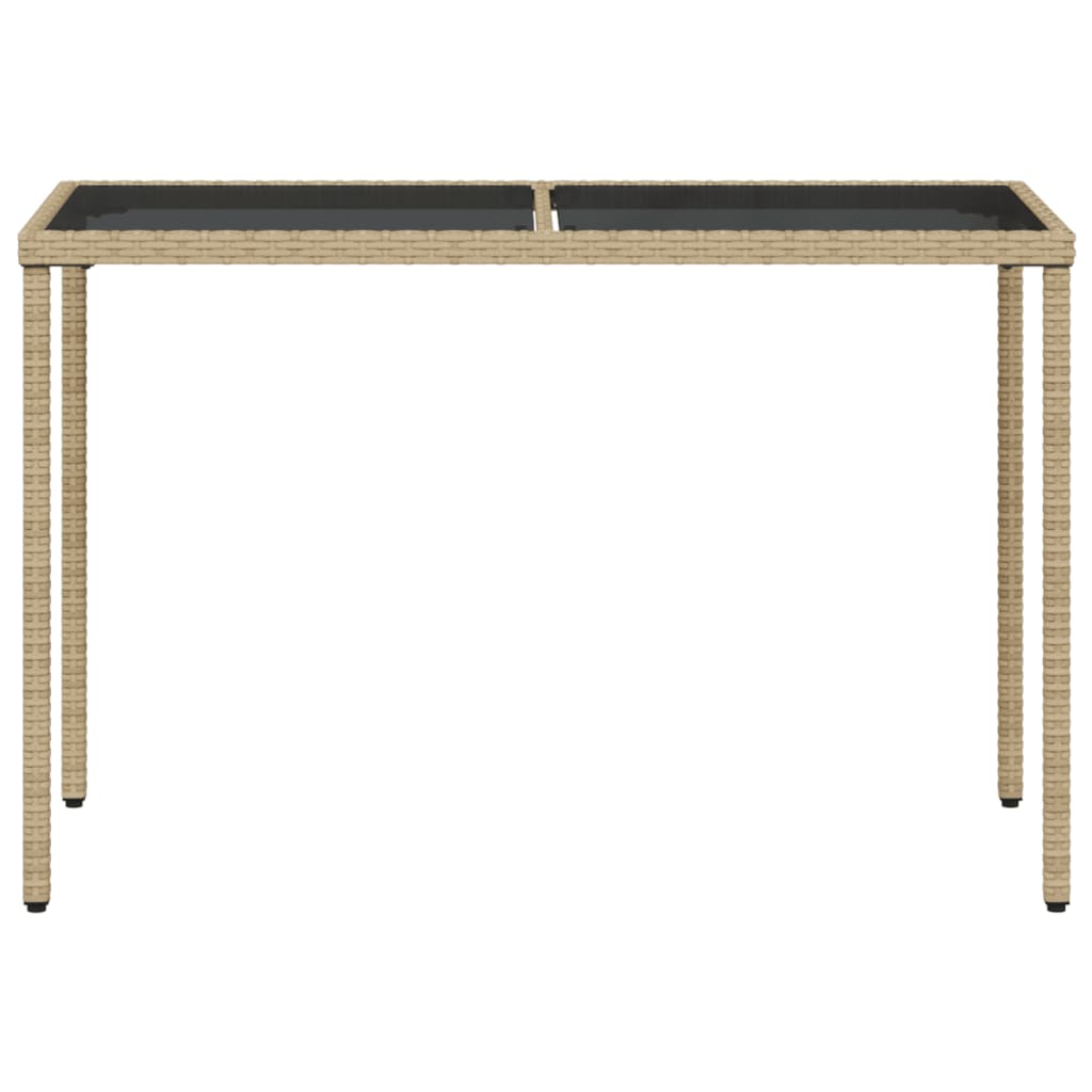 Bézs polyrattan üveglapos kerti asztal 115x54x74 cm 4