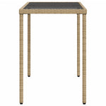 Bézs polyrattan üveglapos kerti asztal 115x54x74 cm 5