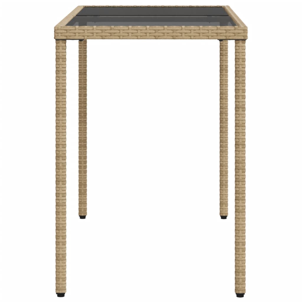 Bézs polyrattan üveglapos kerti asztal 115x54x74 cm 5