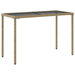 Bézs polyrattan üveglapos kerti asztal 115x54x74 cm 6