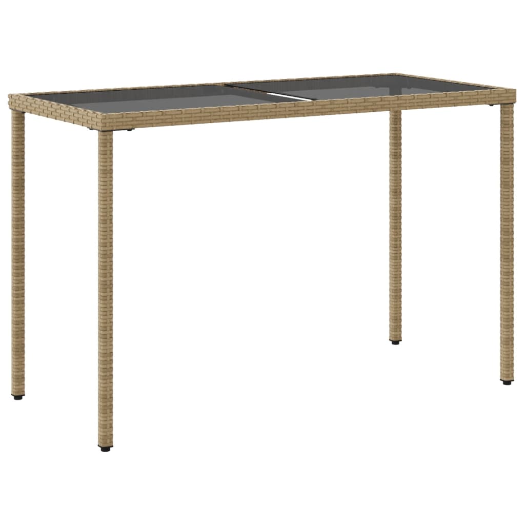 Bézs polyrattan üveglapos kerti asztal 115x54x74 cm 6