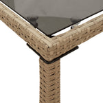 Bézs polyrattan üveglapos kerti asztal 115x54x74 cm 8