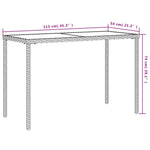 Bézs polyrattan üveglapos kerti asztal 115x54x74 cm 10