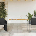Fekete polyrattan akácfa lapos kerti asztal 115x54x74 cm 3