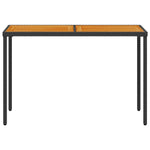 Fekete polyrattan akácfa lapos kerti asztal 115x54x74 cm 4