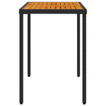 Fekete polyrattan akácfa lapos kerti asztal 115x54x74 cm 5
