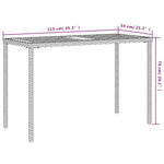 Fekete polyrattan akácfa lapos kerti asztal 115x54x74 cm 10