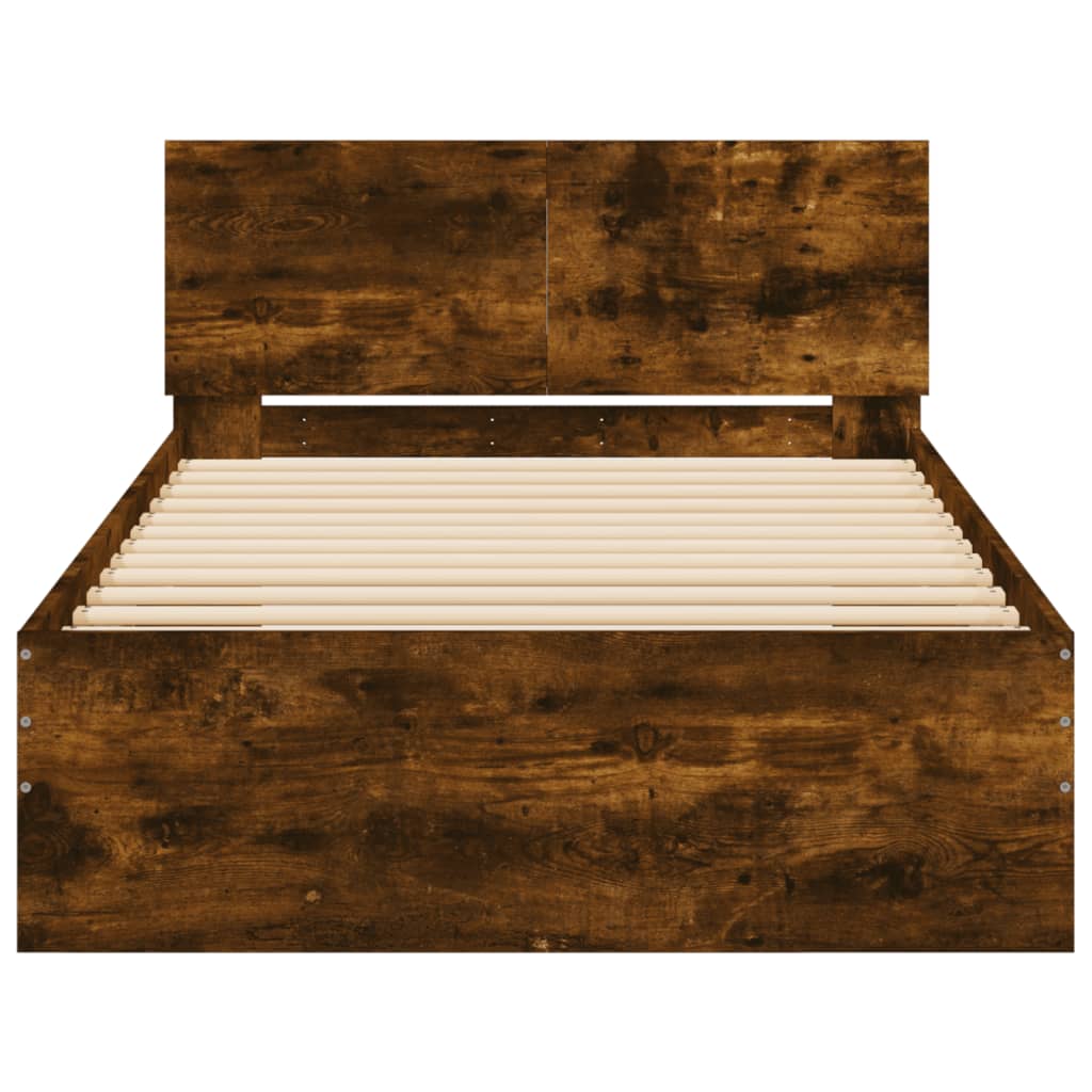 Füstös tölgyszínű szerelt fa ágykeret fejtámlával 100 x 200 cm 5