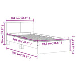 Barna tölgy színű fejtámlás ágykeret matrac nélkül 100 x 200 cm 10