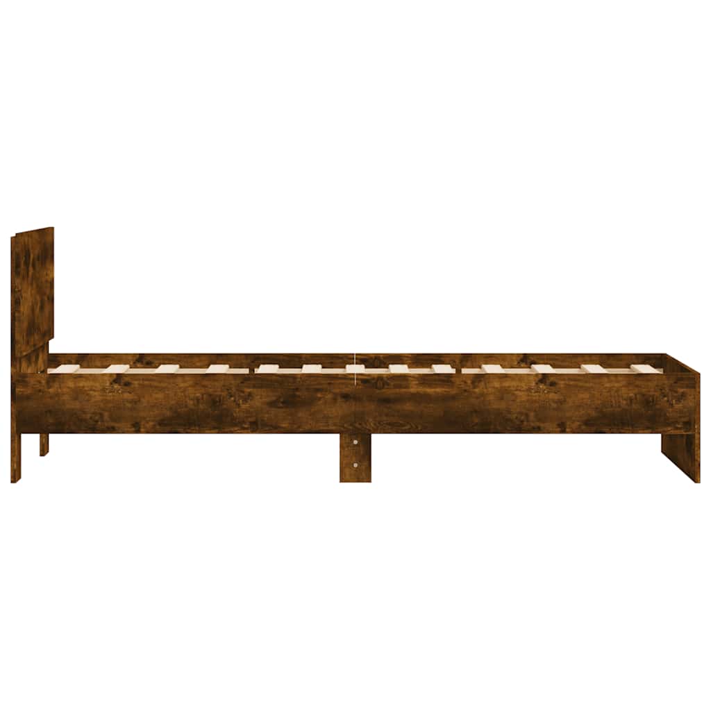Füstös tölgyszínű szerelt fa ágykeret fejtámlával 90 x 200 cm 5