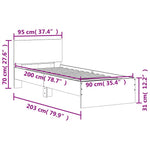 Füstös tölgyszínű szerelt fa ágykeret fejtámlával 90 x 200 cm 9