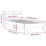 Betonszürke ágykeret fejtámlával és LED-világítással 100x200 cm 15
