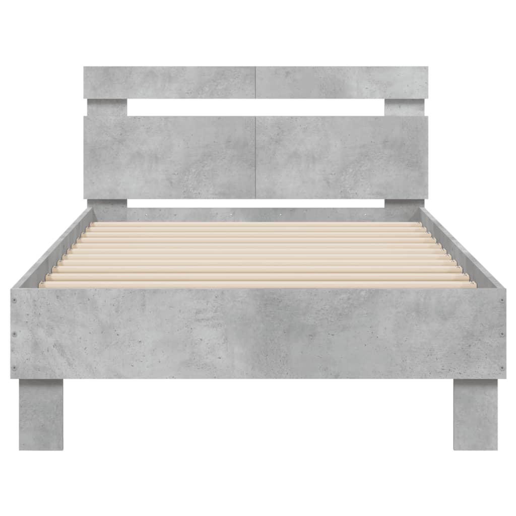 Betonszürke ágykeret fejtámlával és LED-világítással 100x200 cm 7