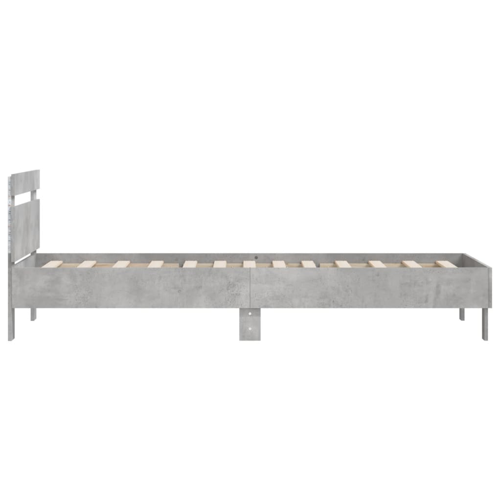 Betonszürke ágykeret fejtámlával és LED-világítással 100x200 cm 8