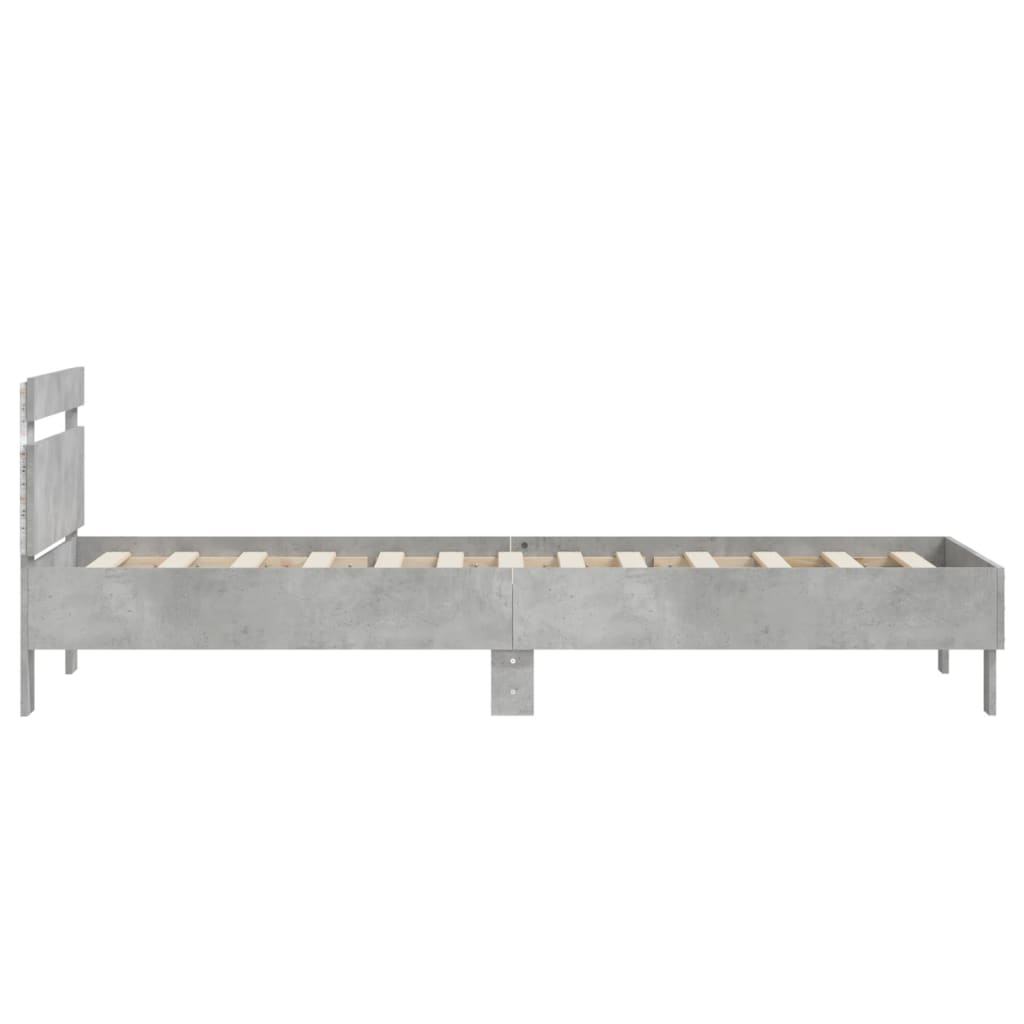 Betonszürke ágykeret fejtámlával és LED-világítással 90x200 cm 8