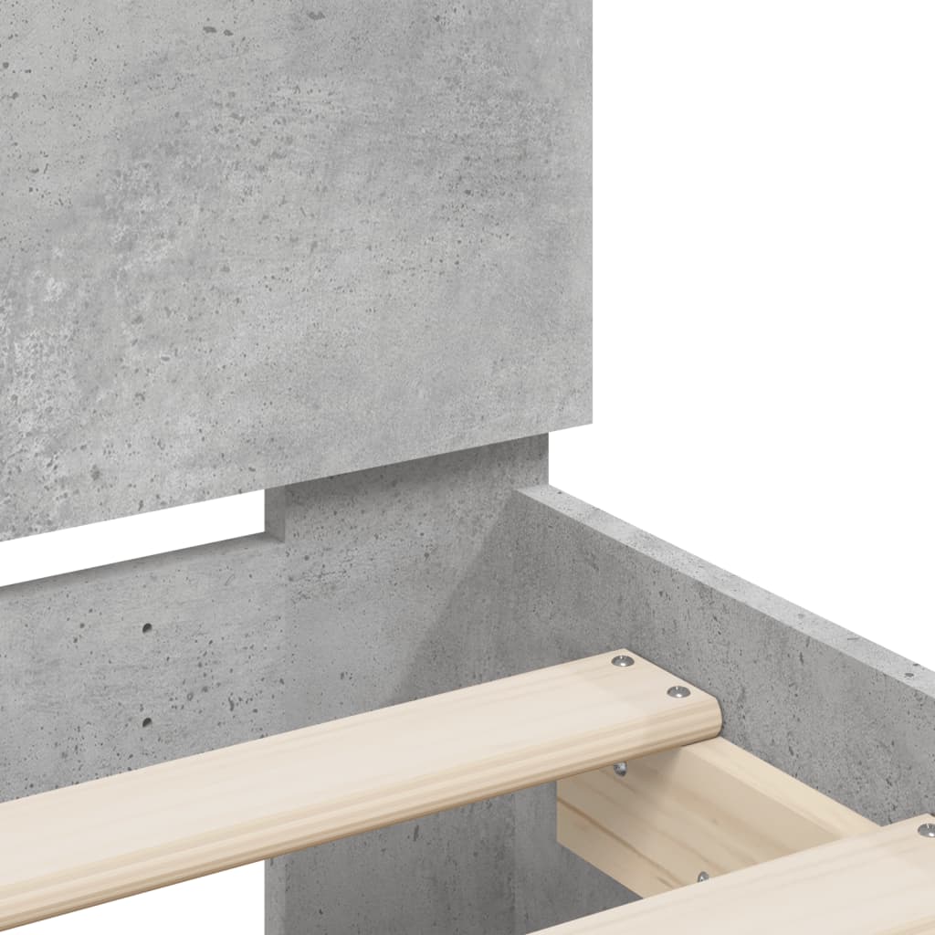 Betonszürke ágykeret fejtámlával és LED-világítással 90x200 cm 10