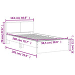 Sonoma tölgy színű ágykeret fejtámlával és LED-ekkel 100x200 cm 15