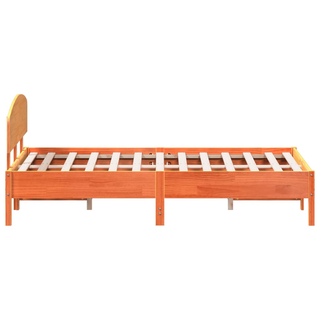 Viaszbarna tömör fenyőfa ágy matrac nélkül 150 x 200 cm 5