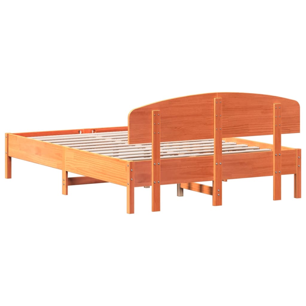 Viaszbarna tömör fenyőfa ágy matrac nélkül 150 x 200 cm 6