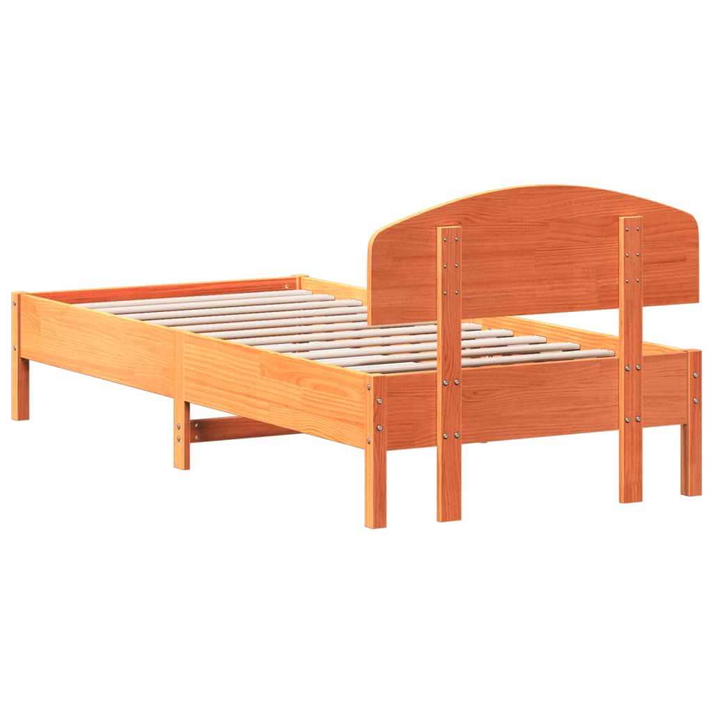 Viaszbarna tömör fenyőfa ágy matrac nélkül 100 x 200 cm 6
