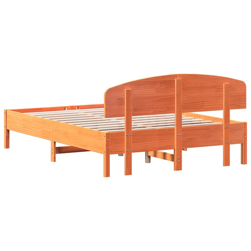 Viaszbarna tömör fenyőfa ágy matrac nélkül 120 x 190 cm 6
