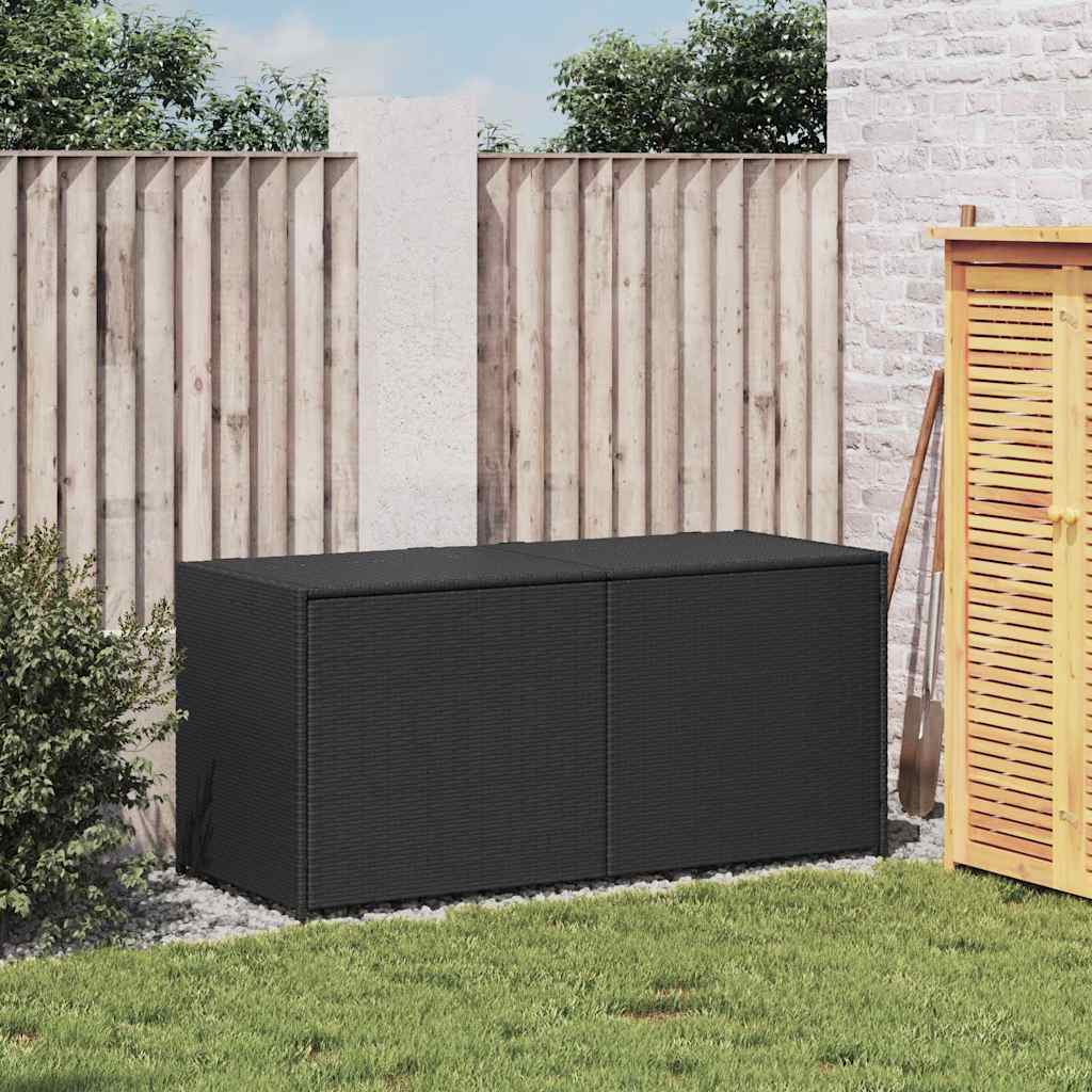 Fekete polyrattan kerti tárolóláda 283 L 3