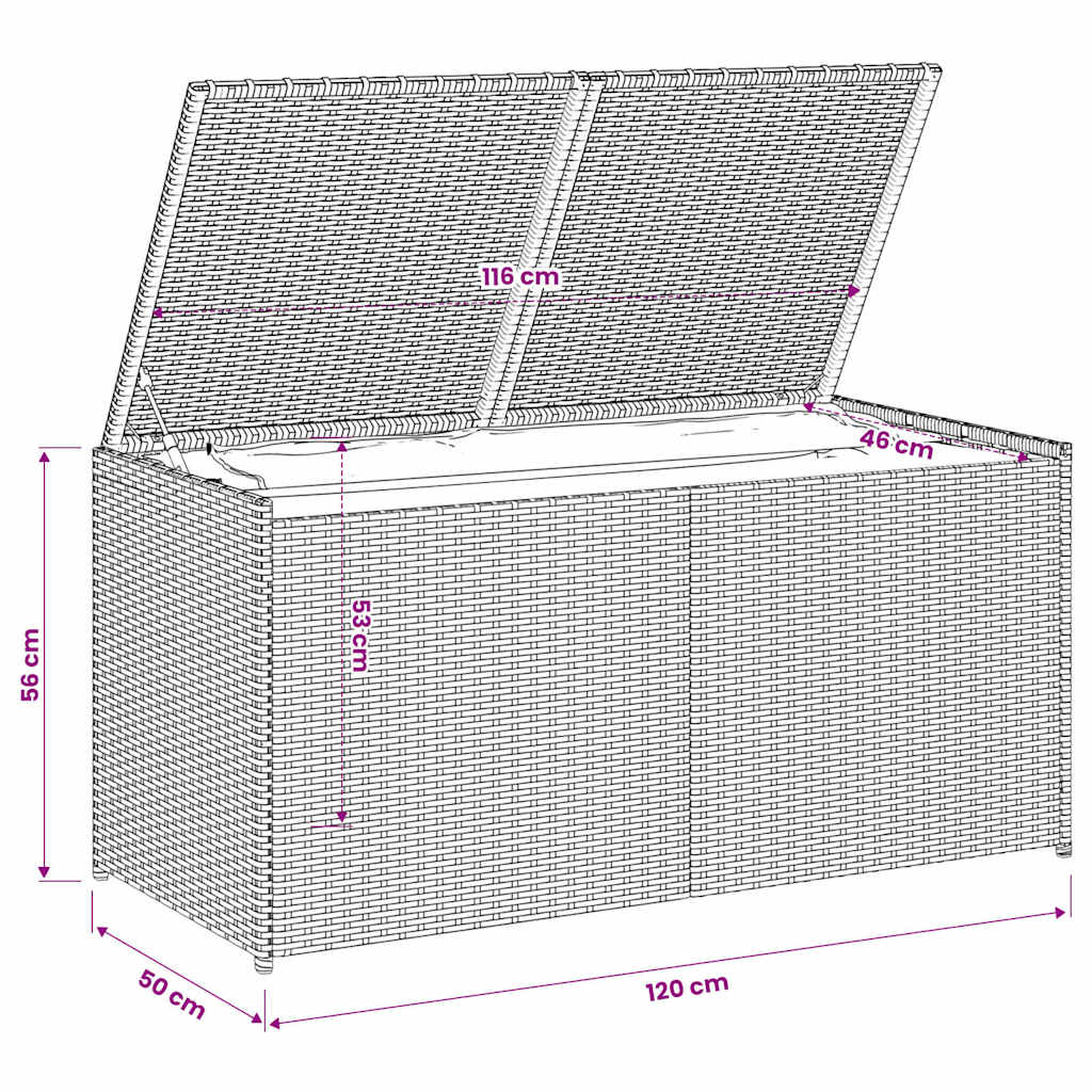 Fekete polyrattan kerti tárolóláda 283 L 10