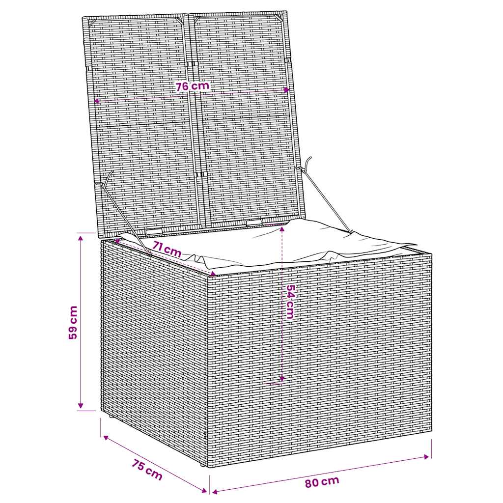Szürke polyrattan kerti tárolóláda 291 L 10