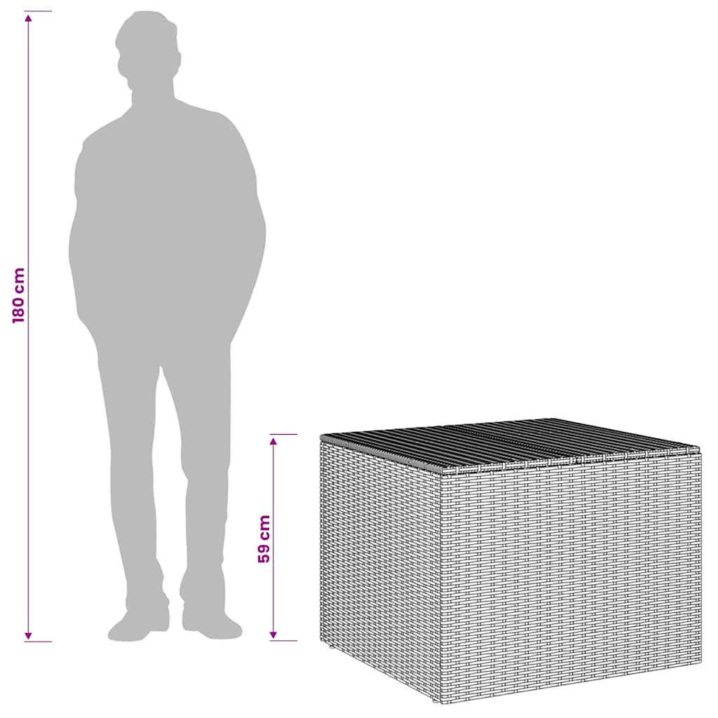 Szürke polyrattan kerti tárolóláda 291 L 11