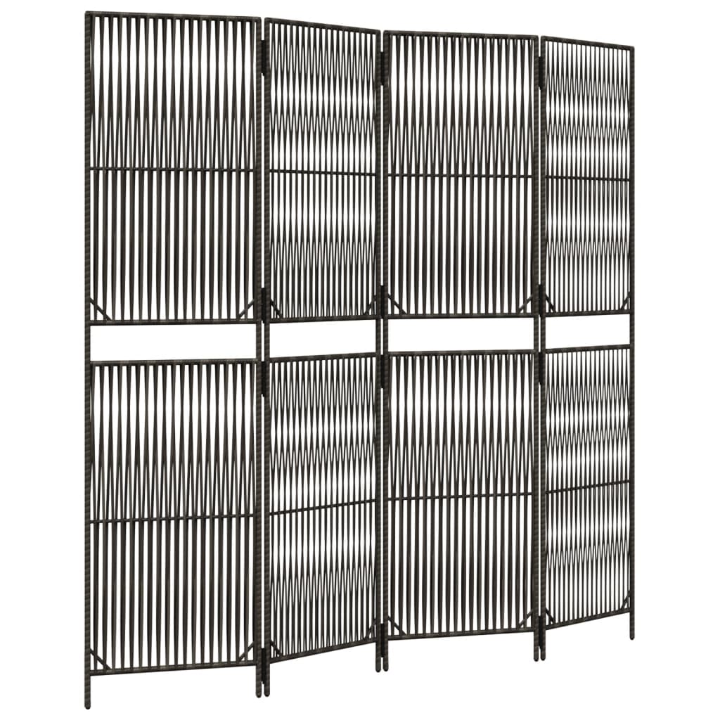 Szürke 4 paneles polyrattan térelválasztó 2