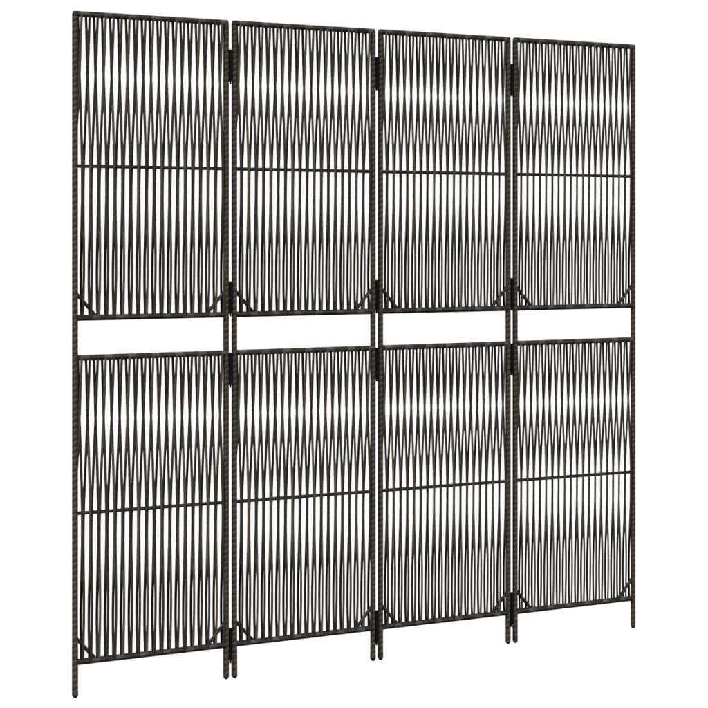 Szürke 4 paneles polyrattan térelválasztó 4