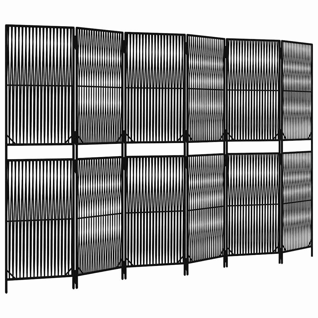 Fekete 6-paneles polyrattan térelválasztó 2