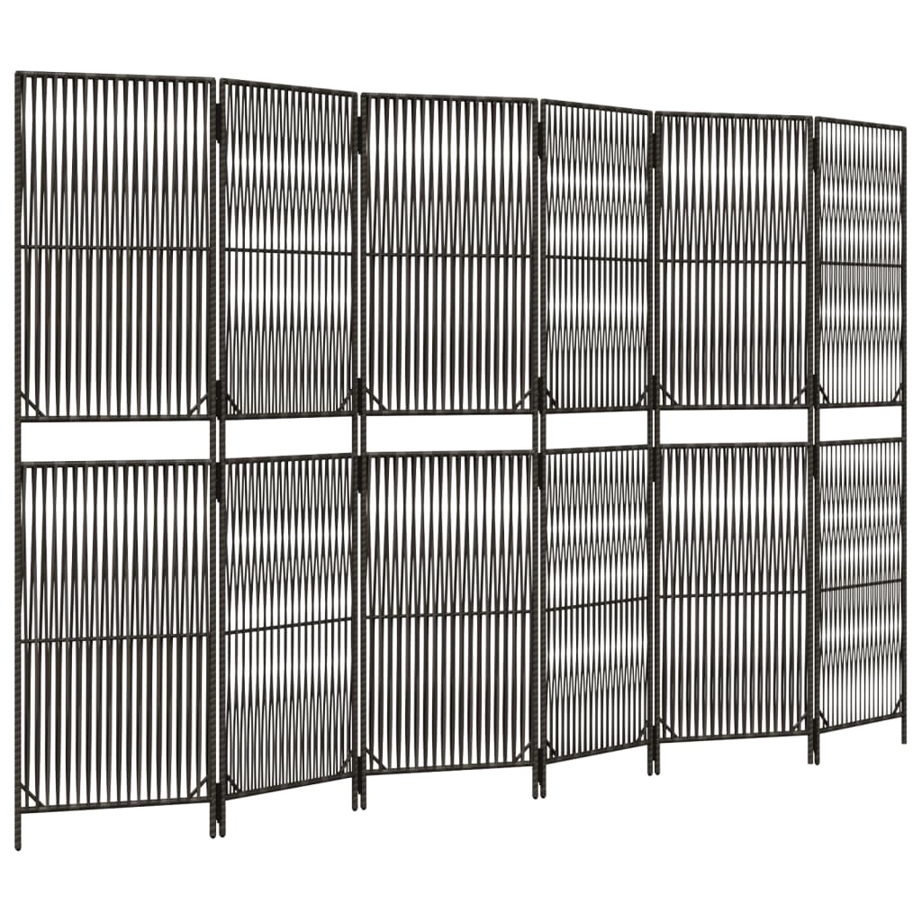Szürke 6-paneles polyrattan térelválasztó 2