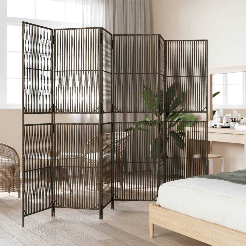 Szürke 6-paneles polyrattan térelválasztó 3