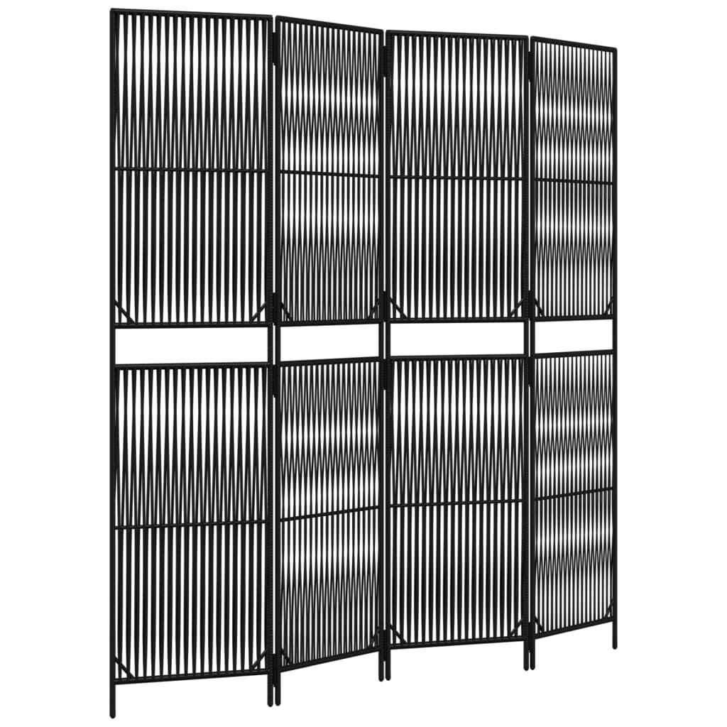 Fekete 4 paneles polyrattan térelválasztó 2