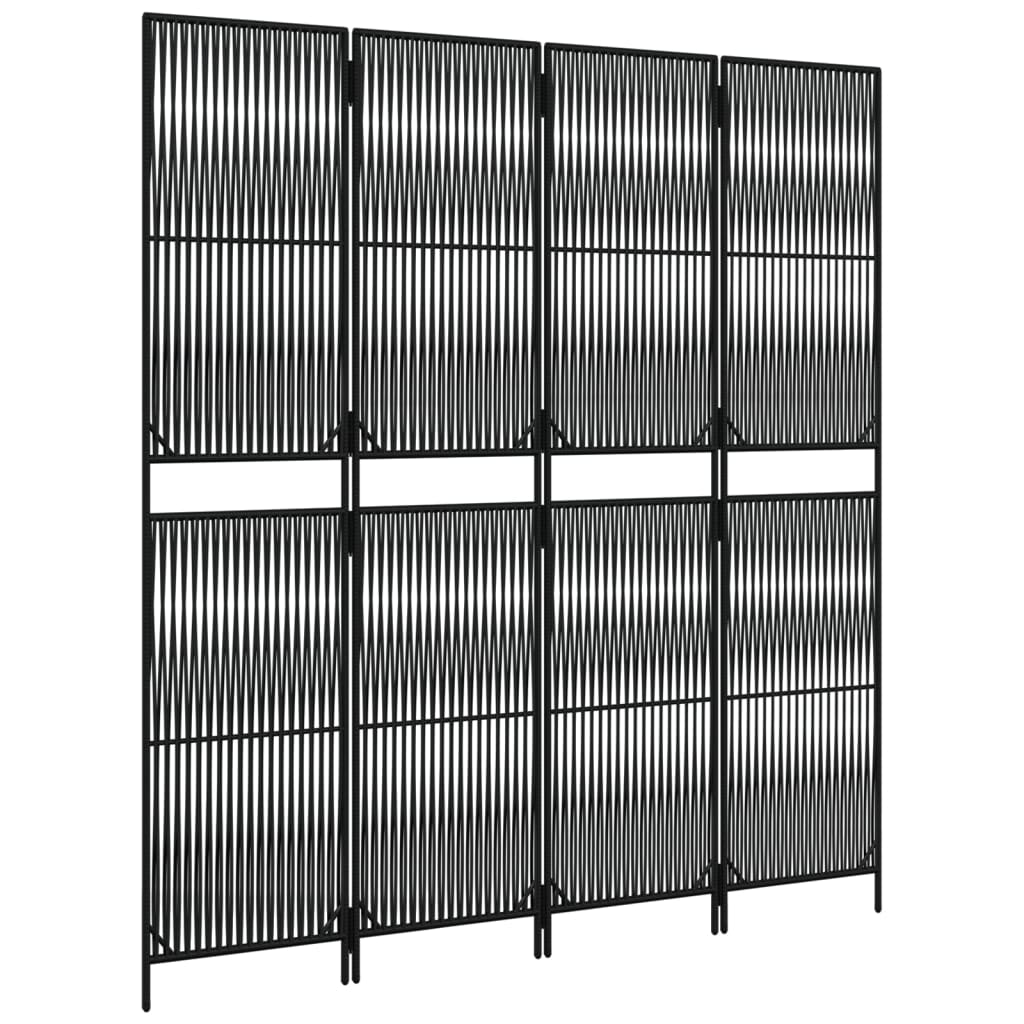 Fekete 4 paneles polyrattan térelválasztó 4