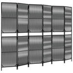 Fekete 6-paneles polyrattan térelválasztó 2