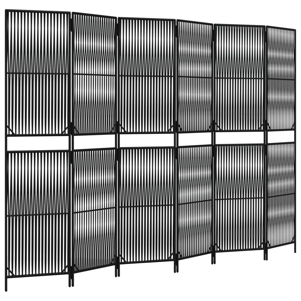 Fekete 6-paneles polyrattan térelválasztó 2