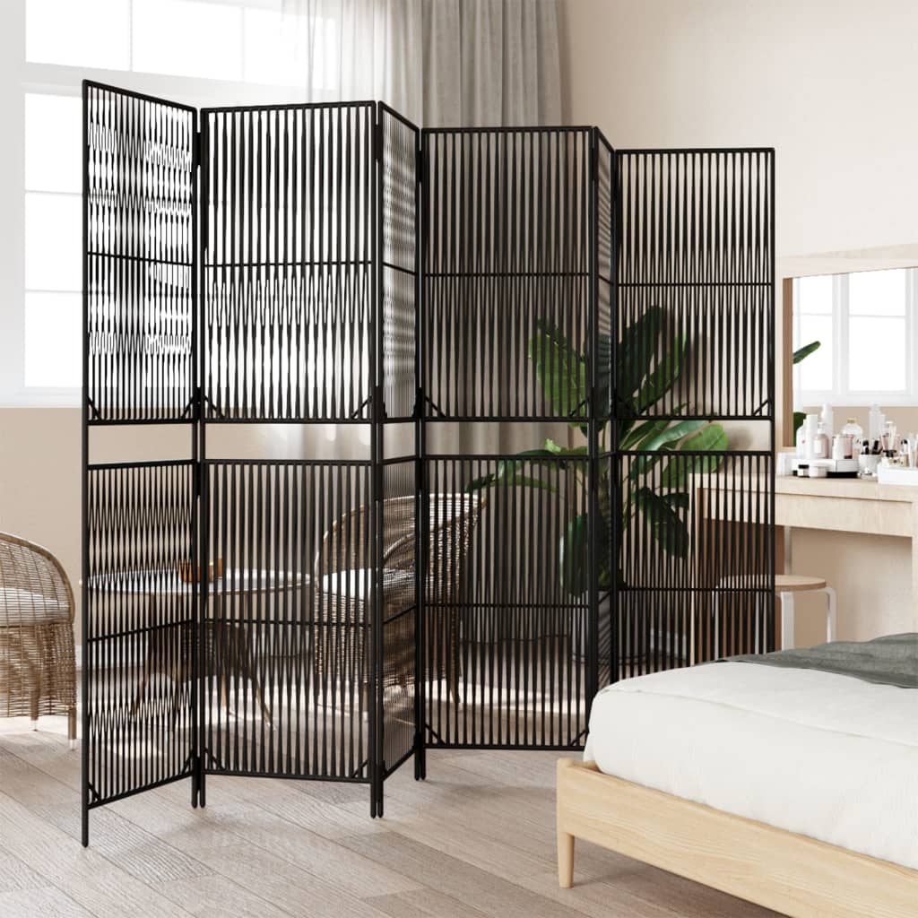 Fekete 6-paneles polyrattan térelválasztó 3