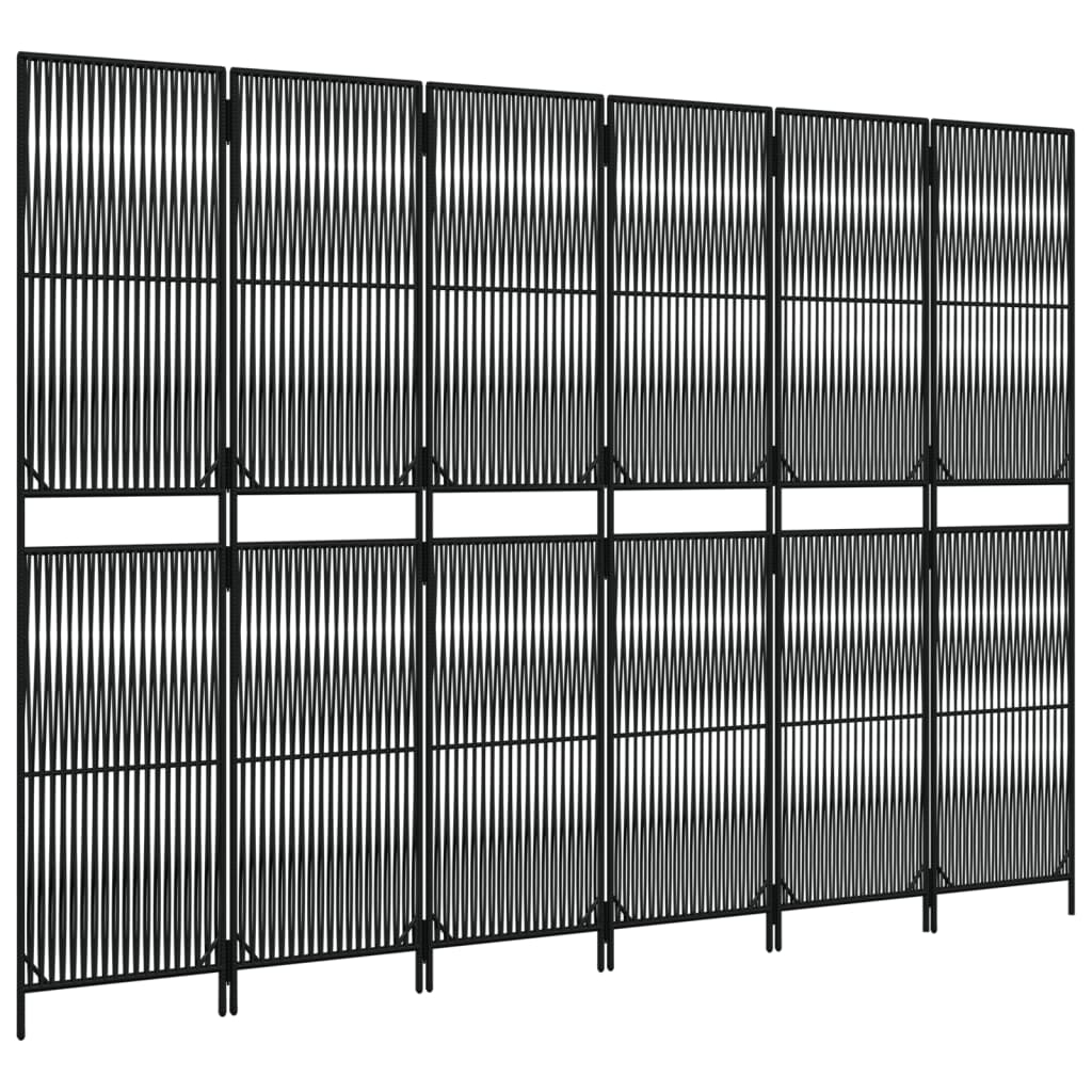 Fekete 6-paneles polyrattan térelválasztó 4