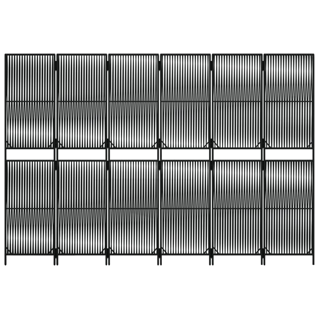Fekete 6-paneles polyrattan térelválasztó 5