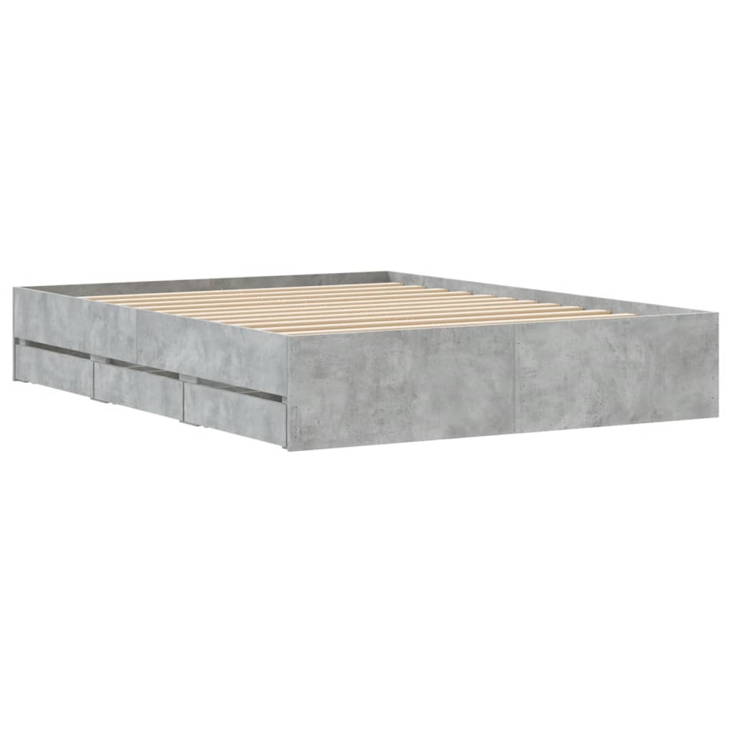 Betonszürke szerelt fa ágykeret fiókokkal 140 x 190 cm 8