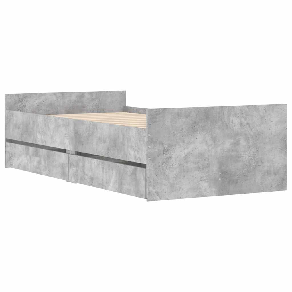 Betonszürke ágykeret fiókokkal 100x200 cm 4