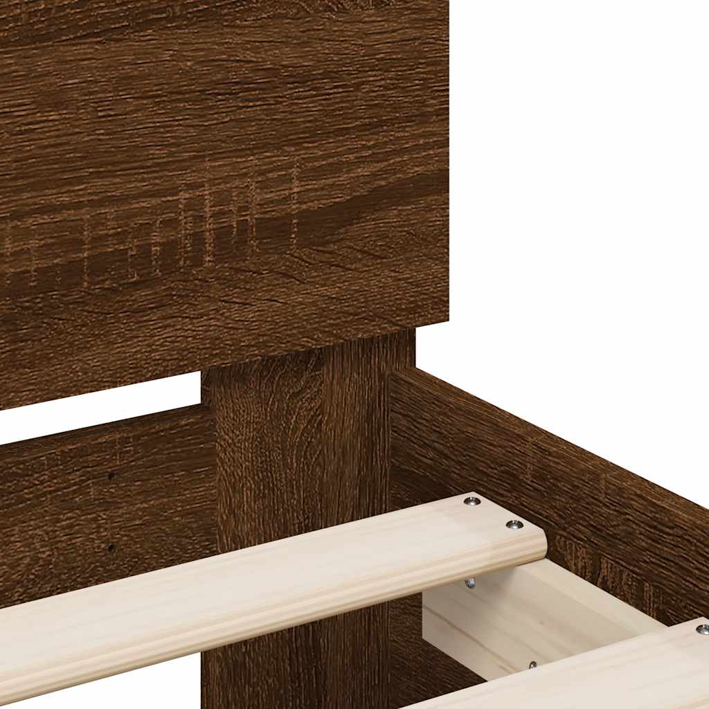 Barna tölgy ágykeret fejtámlával és LED-del 200 x 200 cm 10