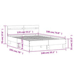 Betonszürke ágykeret fejtámlával és LED-del 135x190 cm 15