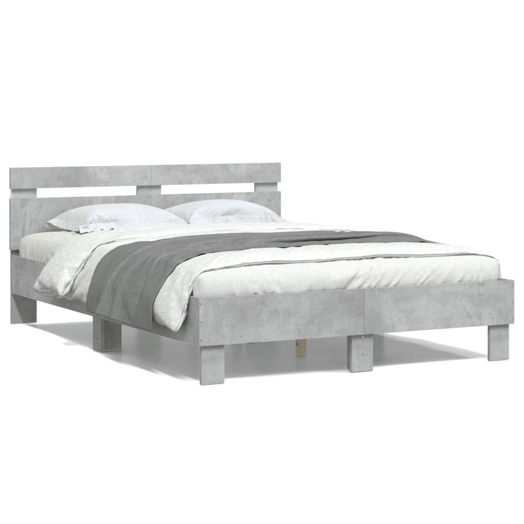 Betonszürke ágykeret fejtámlával és LED-del 135x190 cm 5